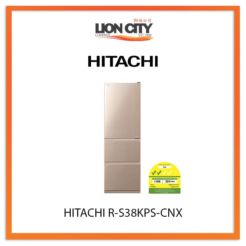 Hitachi 329L 3-Door Refrigerator R-S38KPS CNX - Energy Efficient French Door Fridge for Modern Kitchen & Home Use