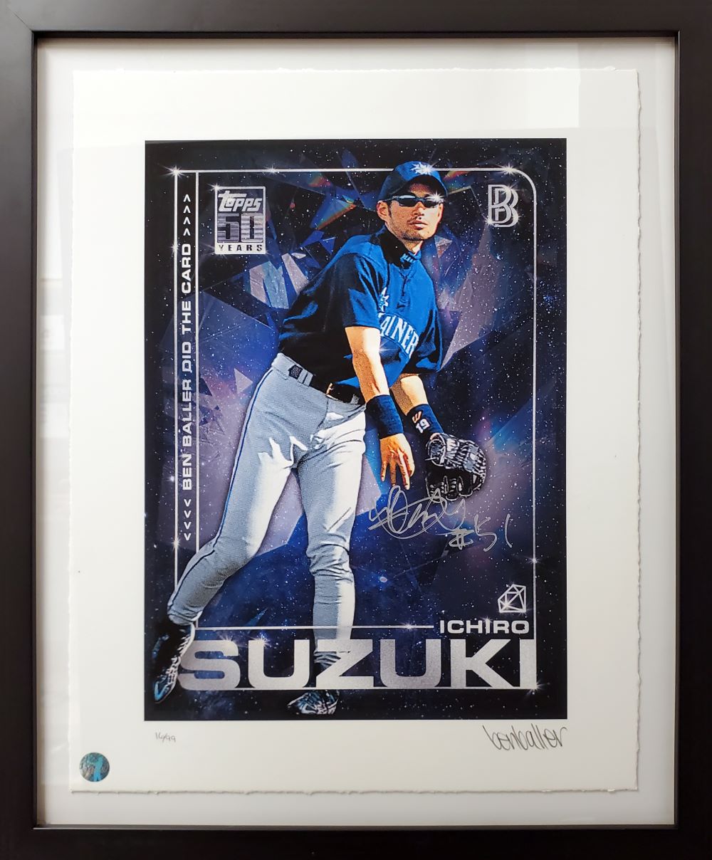 Ichiro Suzuki Autographed Framed 2020 Topps Project 70 Fine Art Print with COA - Perfect for Baseball Memorabilia Collectors and Sports Fans