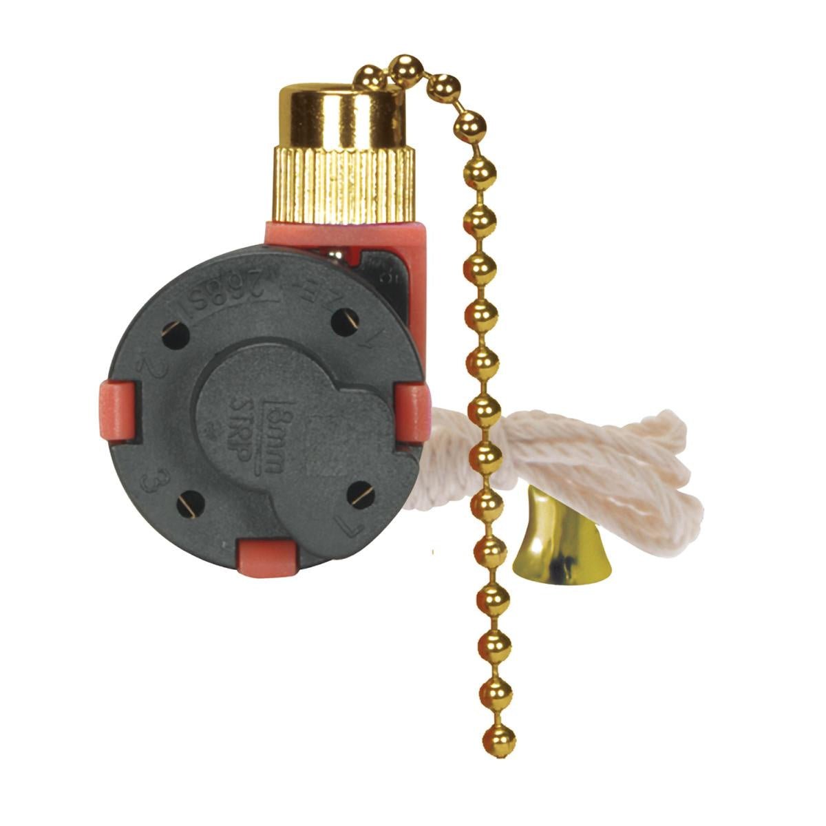 4-Speed Ceiling Fan Control Switch - Brass Plated Finish - Perfect for Bedroom, Living Room & Office Cooling