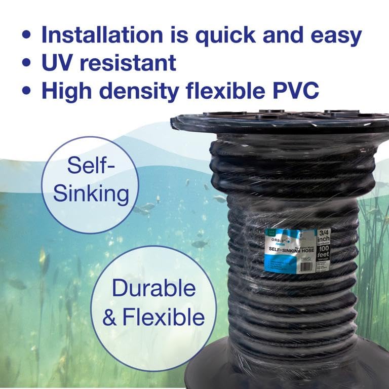 MixAirTech Self-Sinking Aeration Hose - 100 Feet Black D630-750-100FTR for Pond & Lake Aeration, Water Feature Oxygenation, and Aquaculture Systems