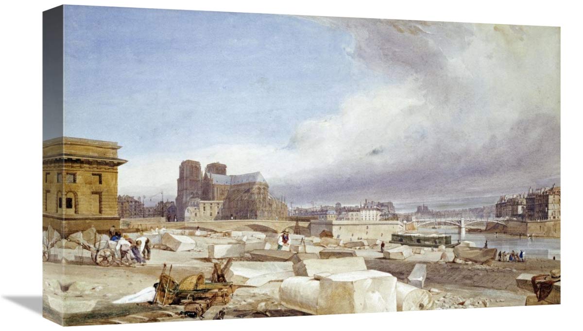22 Inch Notre Dame Art Print from The Quai St. Bernard by Thomas Shotter Boys - Vintage Parisian Wall Decor for Living Room, Office & Gallery