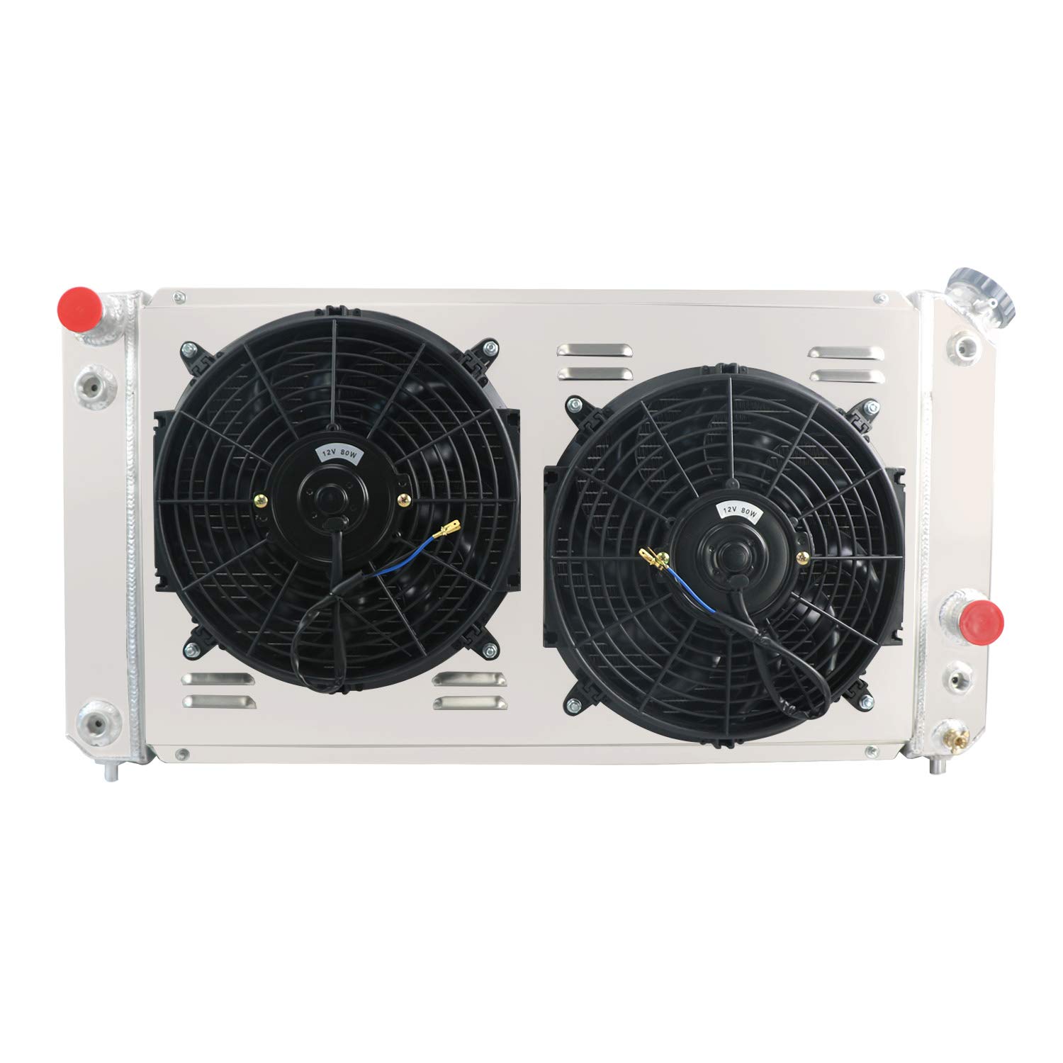 High-Performance All-Aluminum Radiator for 1996-2005 Chevy S10 Blazer C1500 Truck, GMC Sonoma, Jimmy, Isuzu Hombre & Oldsmobile Bravada - 3 Row Cooling System with Shroud, Fans & Relay - Perfect for Off-Roading, Towing & High-Temperature Conditions