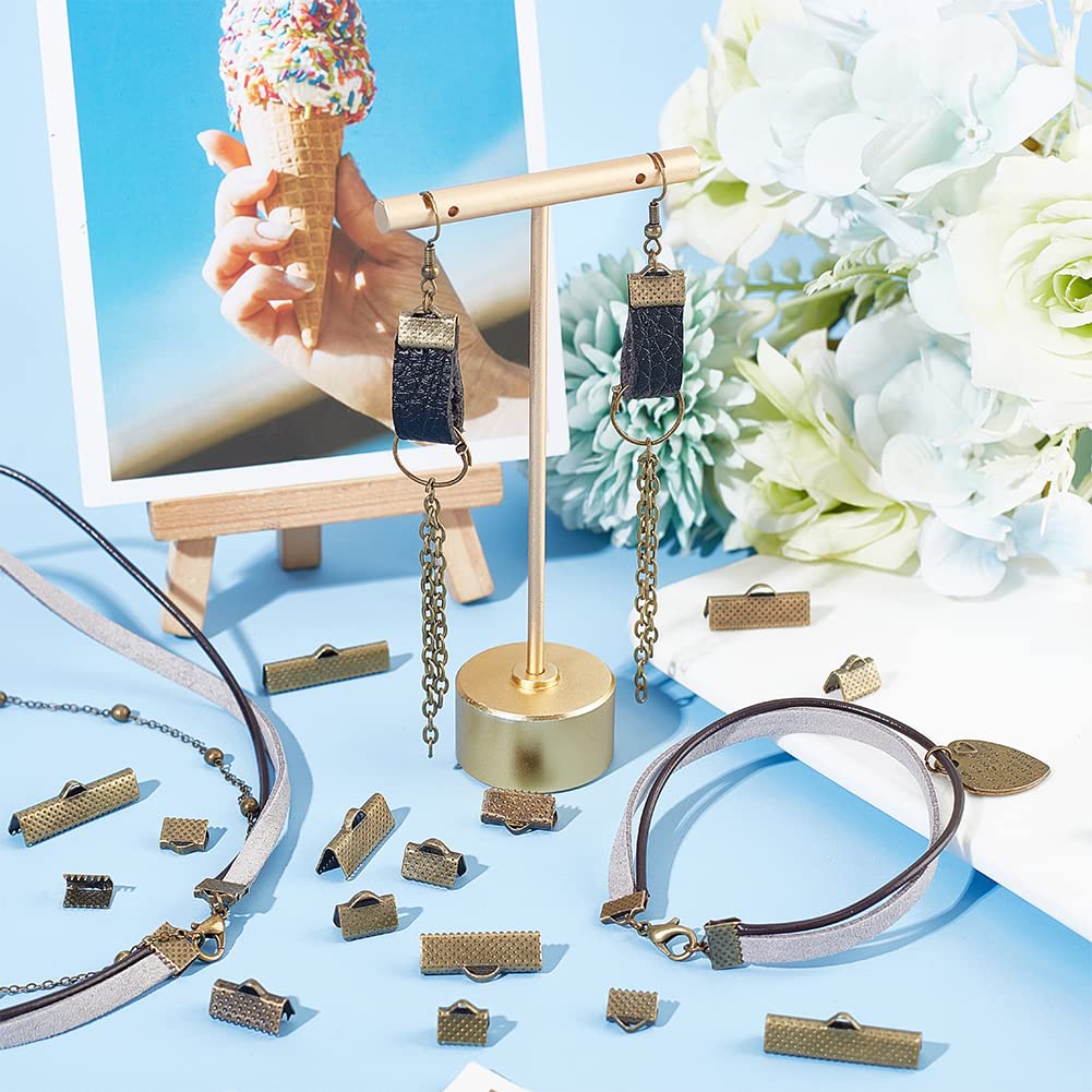PH PandaHall 100Pcs Antique Bronze Ribbon Clamp End Crimps, 8-25x6-8x5mm Assorted Sizes for Bracelet, Bookmark, Leather Craft, Jewelry Making Supplies – DIY Charm Beading & Scrapbooking