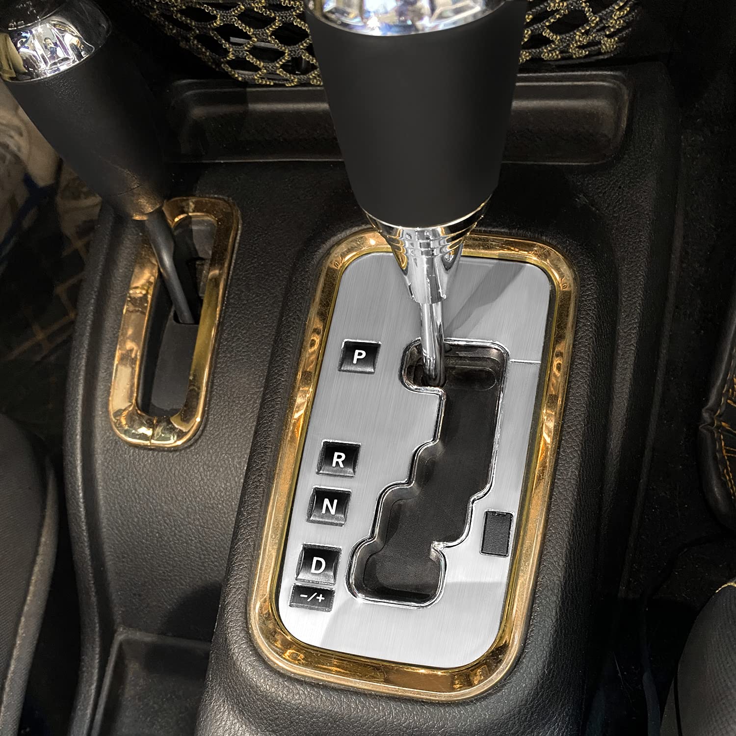 Jeep Wrangler Gear Shift Box Frame Cover Trim Sticker - Aluminum Inner Accessories Protection Compatible with 2012-2018 Models (Silver) | Interior Upgrade & Off-Road Protection