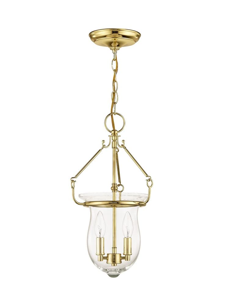 Livex Lighting 50294-91 Brushed Nickel Pendant Light Fixture with Clear Glass Shade - Modern Ceiling Light for Kitchen Island, Dining Room, and Entryway