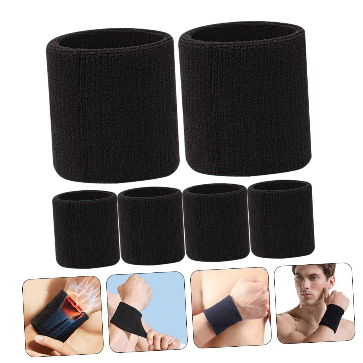 GAROZATION 6-Pack Sweat Wrist Bands for Men - Breathable Elastic Wrist Wraps for Gym, Workout, Tennis & Basketball - Non-Slip Sports Wristbands for Fitness & Exercise Protection