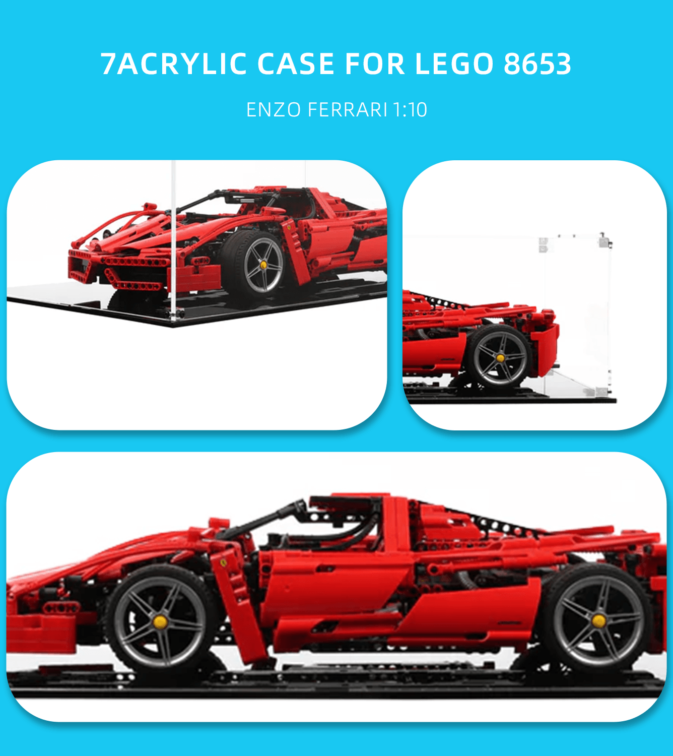 LEGO Ferrari Enzo 8653 Display Case - Premium Acrylic Showcase for LEGO Car Models - Perfect for Home Decoration, Office Display & Collector's Showcase