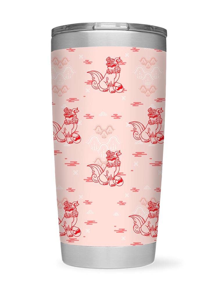 Foo Dog Guardian Tumbler - 20oz Stainless Steel Insulated Travel Mug with Lid - Chinese Guardian Lion Design - Perfect for Coffee, Tea & Hot/Cold Drinks at Home, Office or Gym