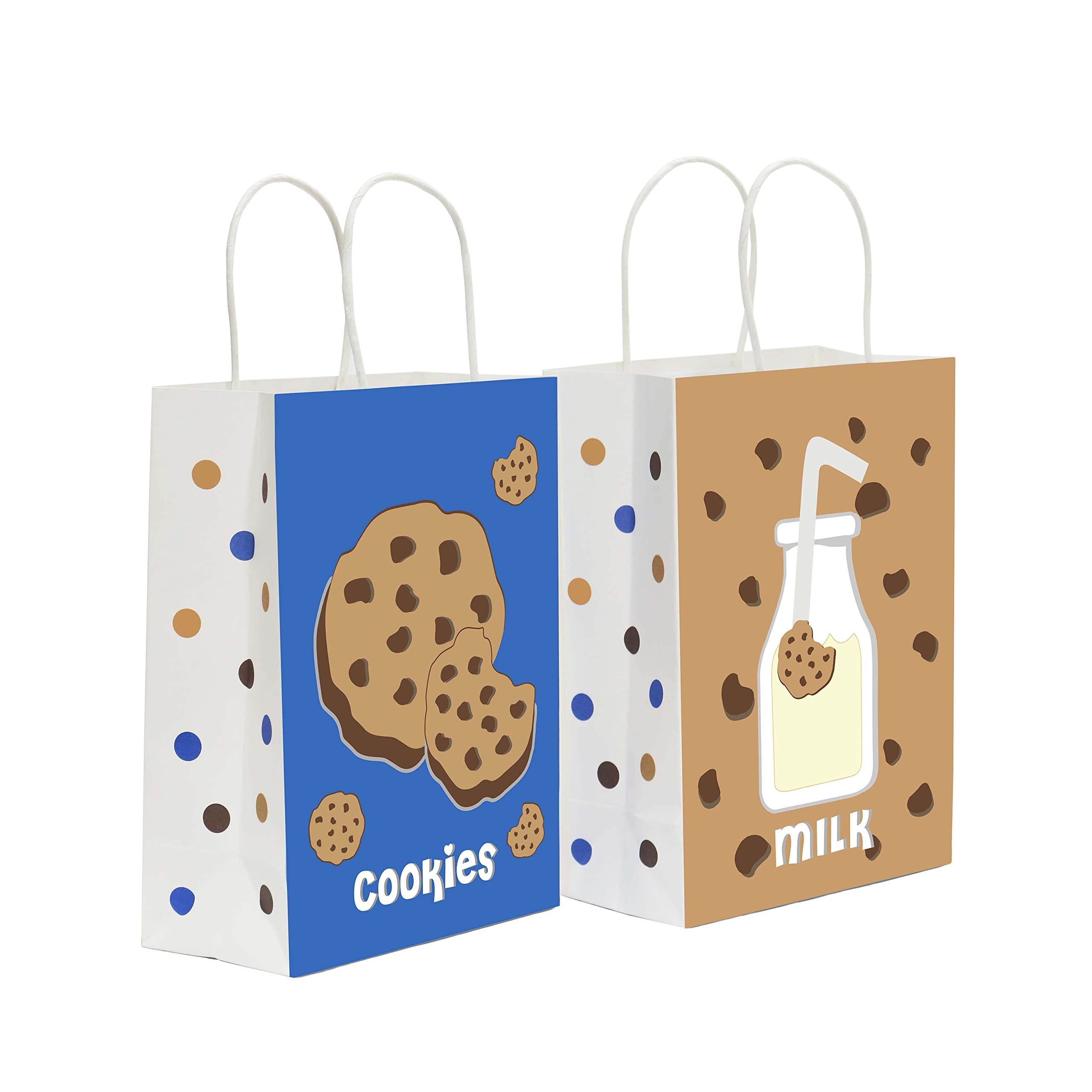 Lsaepon Milk & Cookies Birthday Party Favor Bags - 16 Pack Cookie and Milk Theme Gift Bags for Kids, Baby Showers, Birthday Parties - Perfect for Party Favors, Goodie Bags, and Sweet Treats