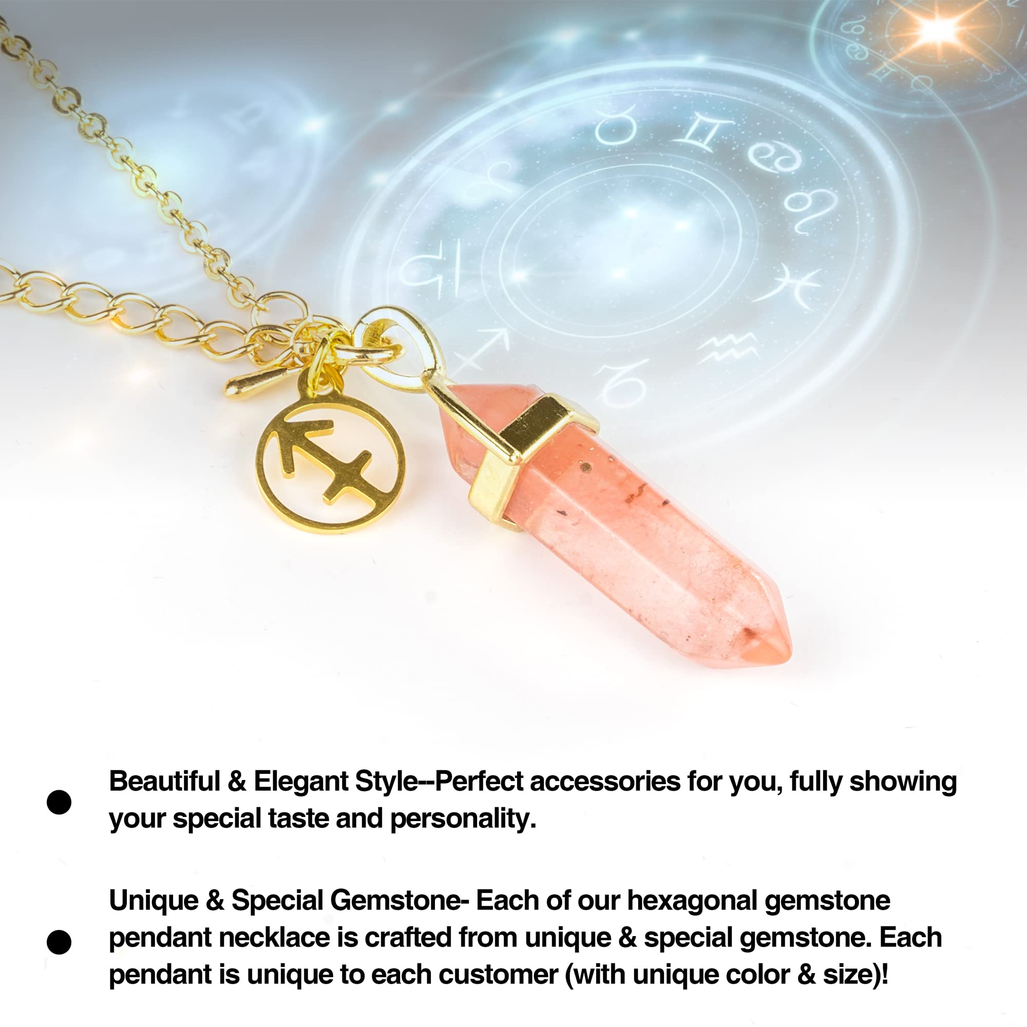 Crystals Healing Stone Gift Set with Zodiac Sign Scented Soy Wax Candles & Horoscope Crystal Necklace - Perfect Birthday, Valentine, Sister, Daughter Gift for Women