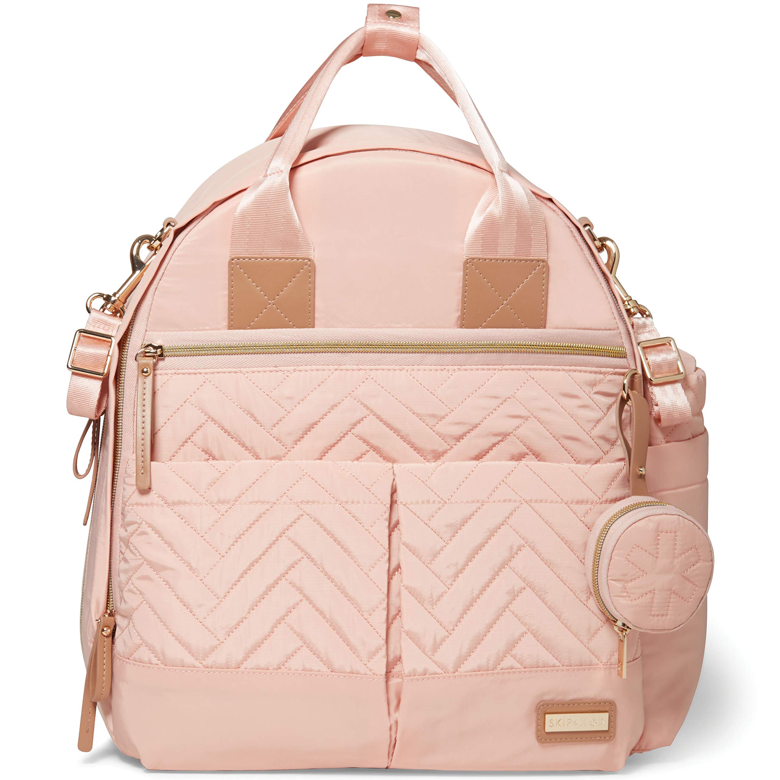 Skip Hop Diaper Backpack - 6-in-1 Multifunctional Baby Travel Backpack with Changing Pad, Stroller Straps, Insulated Bottle Pocket & Pacifier Holder | Perfect for Daycare, Travel & On-the-Go Parents (Blush)