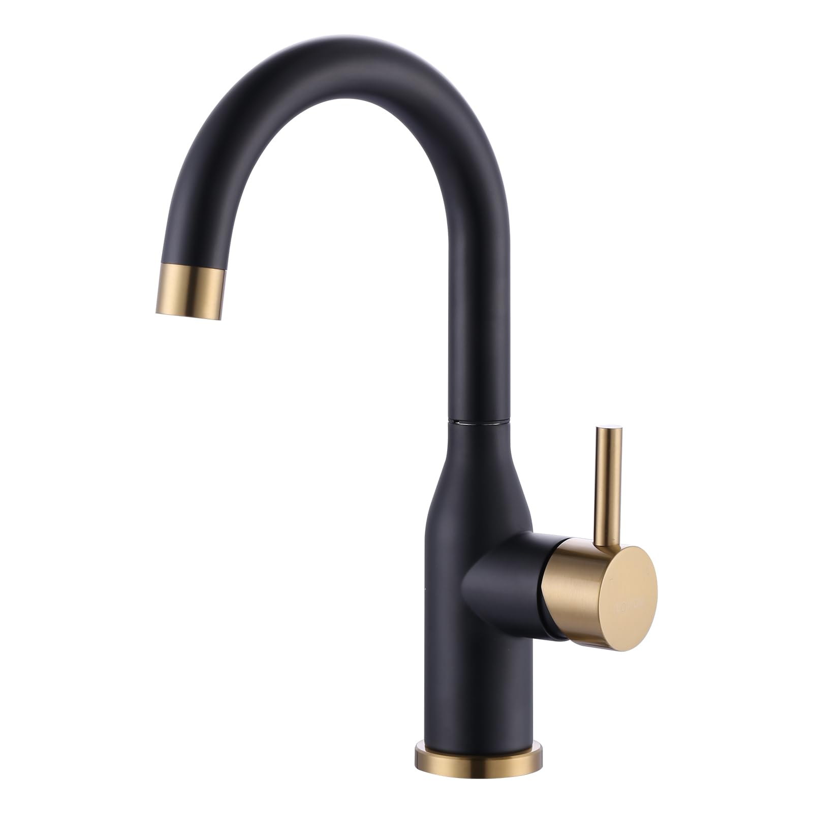 **Black & Gold Modern Single Handle Bar Sink Faucet – 1 Hole Mini Kitchen Faucet with 360° Swivel & Water Supply Hoses – Perfect for RV, Tiny Homes, Wet Bars & Small Kitchen Sinks**