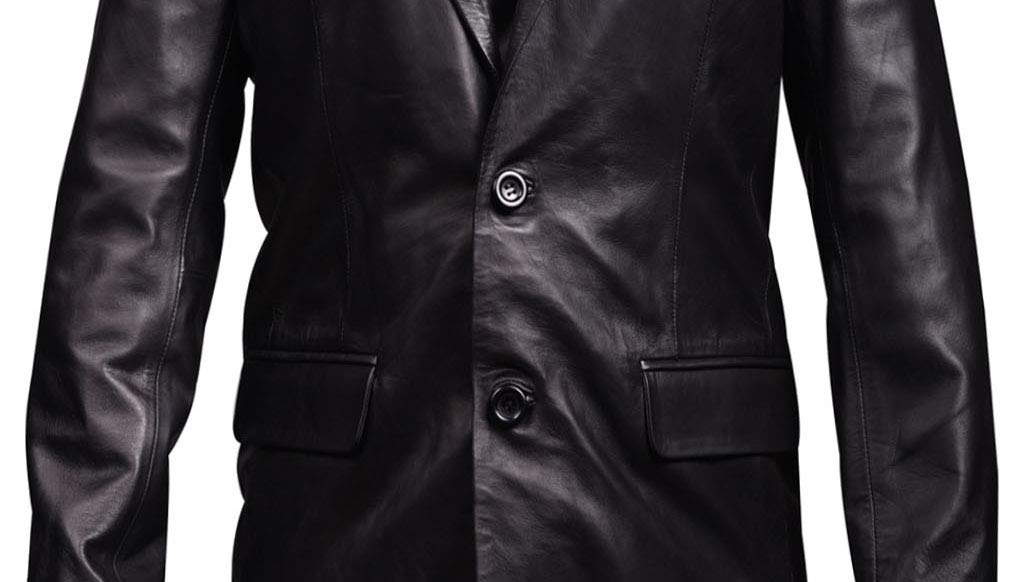 Premium Prince Black Two-Button Genuine Leather Blazer Coat for Men – Big & Tall Sizes | Formal Business Attire & Special Occasion Wear