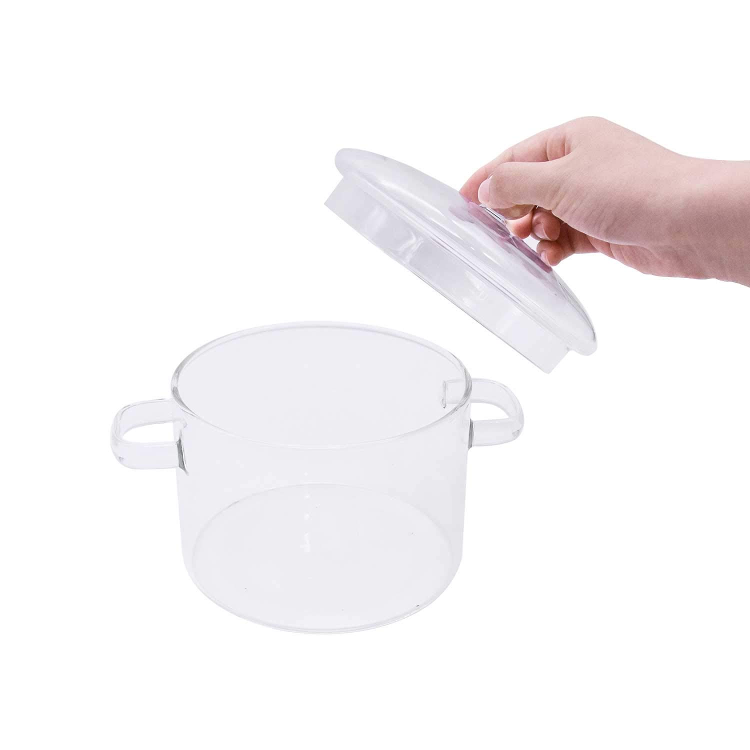 Borosilicate Glass Saucepan with Lid - 1.8L Lightweight Cookware Pot with Handle & Steam Hole for Pasta, Soup, Milk, Baby Food | Stovetop & Microwave Safe for Home Cooking, Meal Prep & Kitchen Use