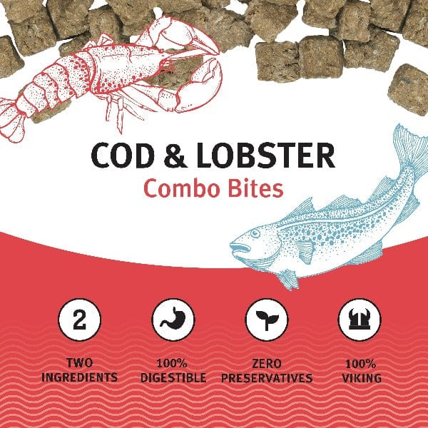 Premium Icelandic Cod & Lobster Combo Bites - All-Natural Freeze-Dried Dog Treats for Training & Rewards | High-Protein Snack for Puppies & Adult Dogs | Made in USA