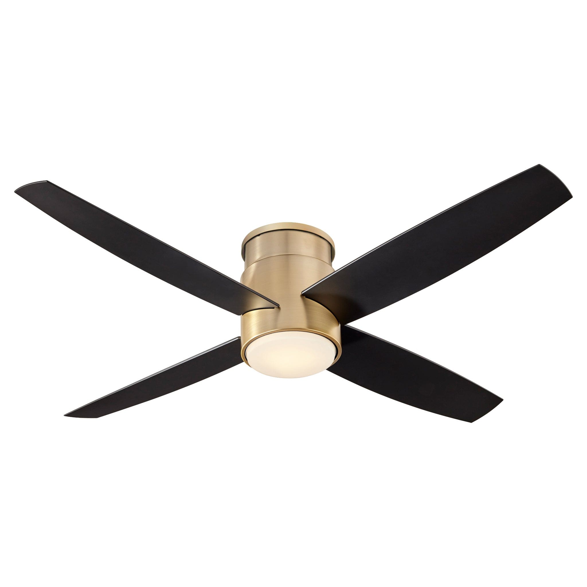 52 Inch Low Profile Ceiling Fan with Wall Control & Remote - Optional LED Light - Aged Brass/Black Finish - Perfect for Bedroom, Living Room & Office Spaces
