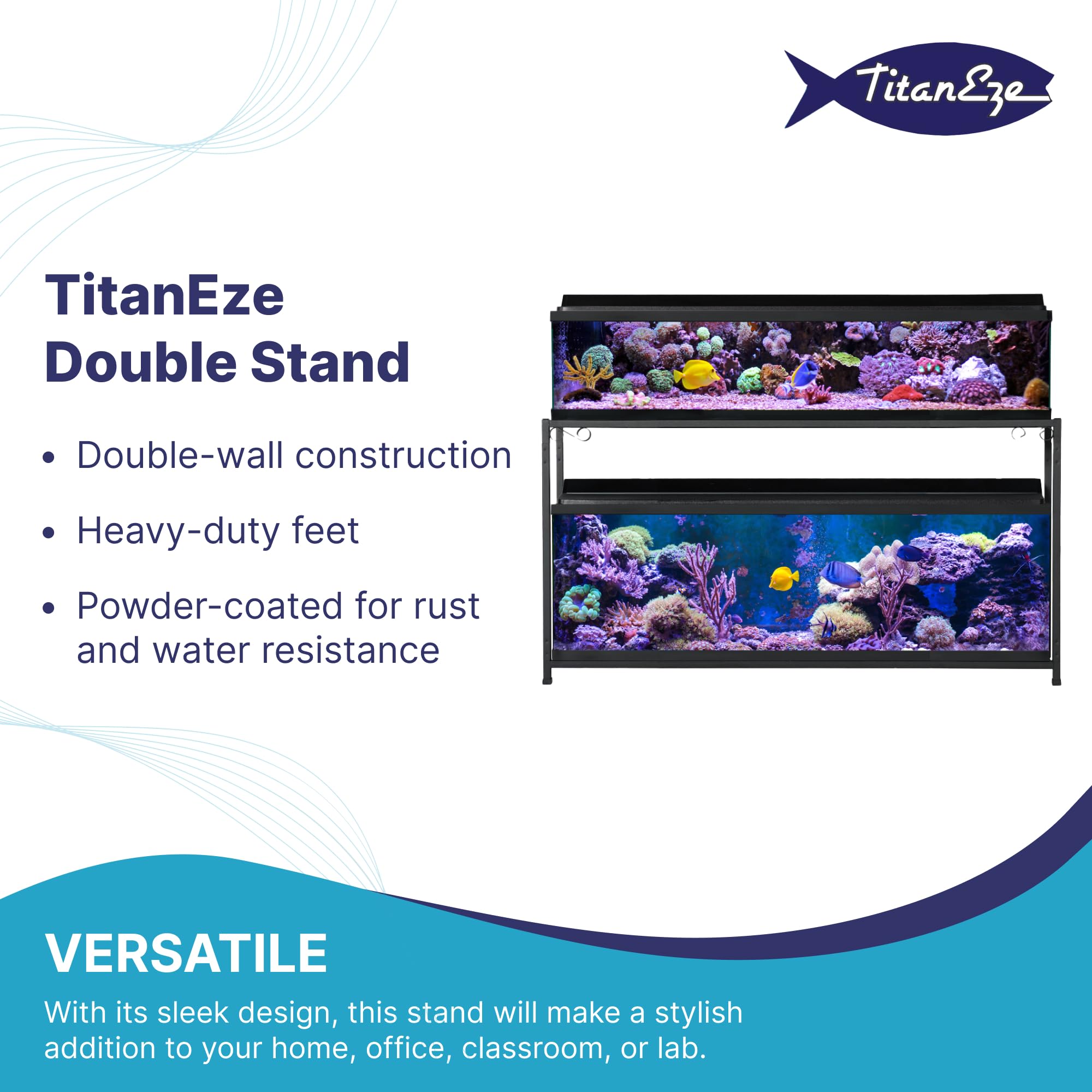 TitanEze 55 Gallon Double Aquarium Stand for Fish Tanks & Bird Cages - Heavy Duty 50.5