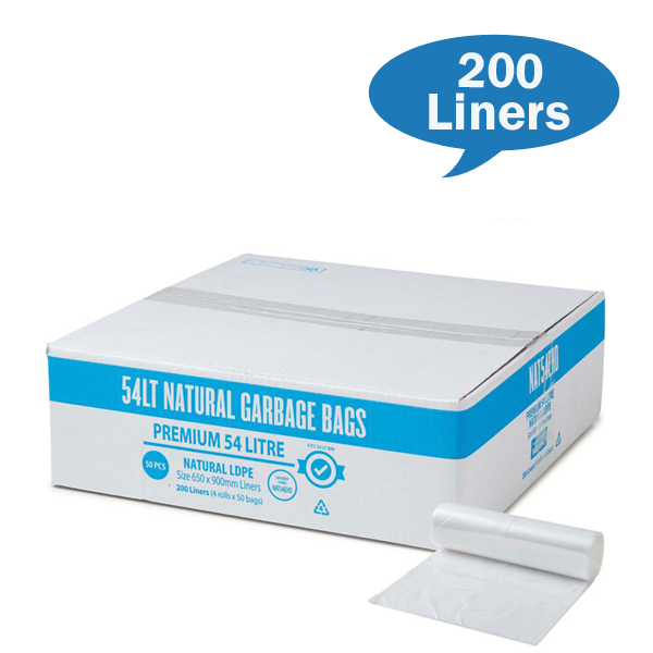 Premium Clear 54Lt Extra Heavy Duty Trash Bags - Strong Leak-Proof Garbage Liners for Kitchen, Bathroom & Office Waste Disposal