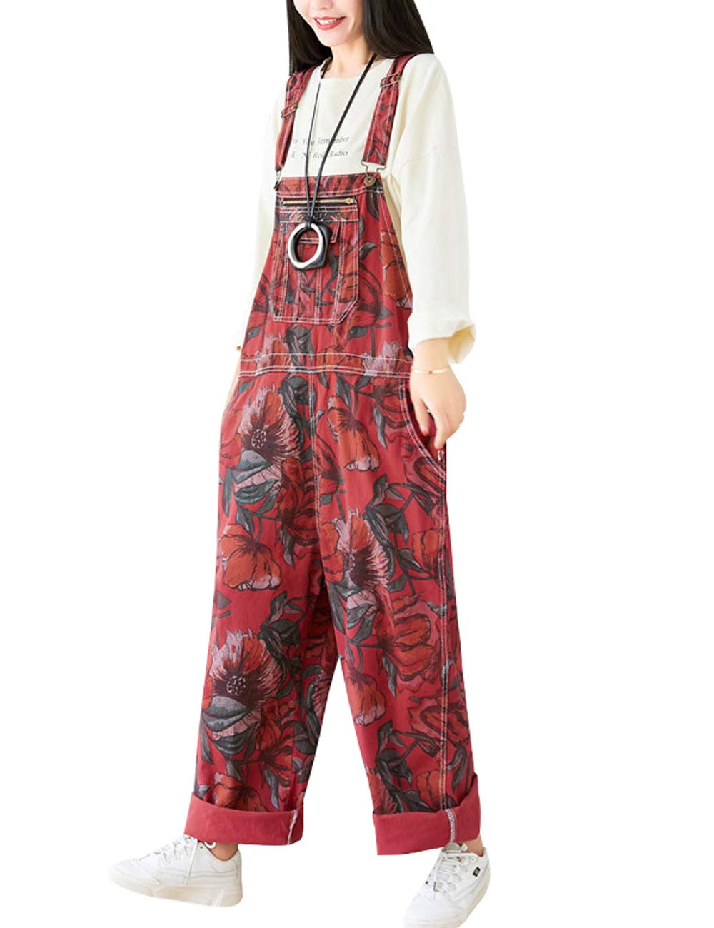 Bigassets Women's Loose Fit Adjustable Strap Denim Jumpsuit Romper - Casual Summer Outfit for Beach, Streetwear & Everyday Fashion