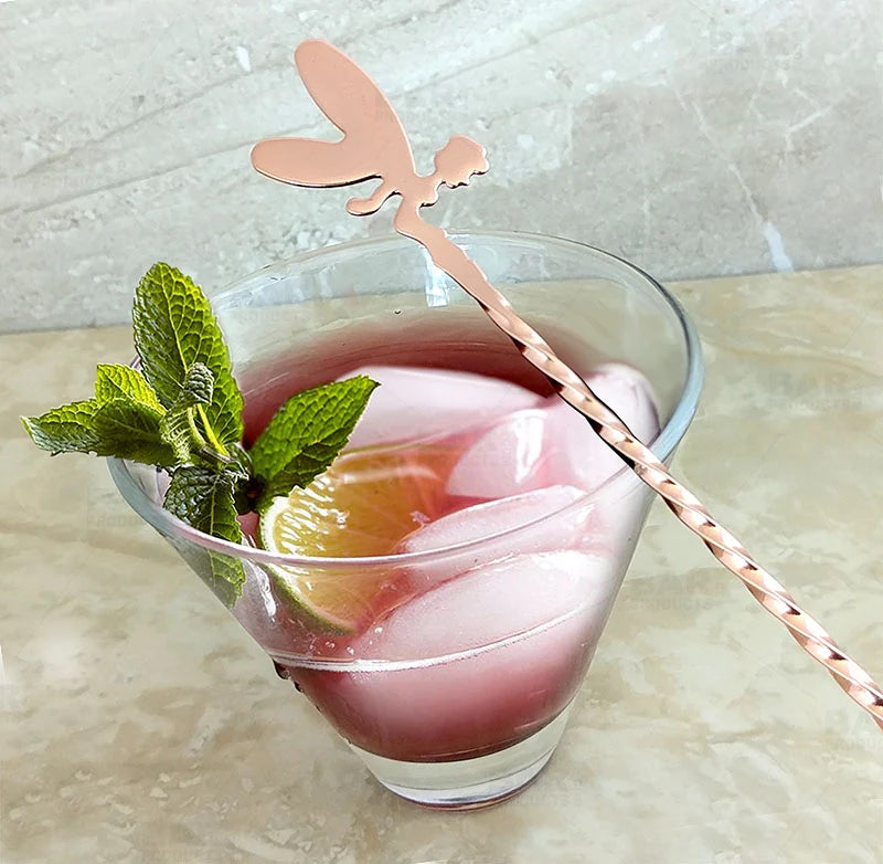 BarConic® 30cm Cocktail Fairy Bar Spoons - Stainless Steel Mixing Spoon with Twisted Handle for Bartending, Home Bars & Cocktail Making (Multiple Color Options)