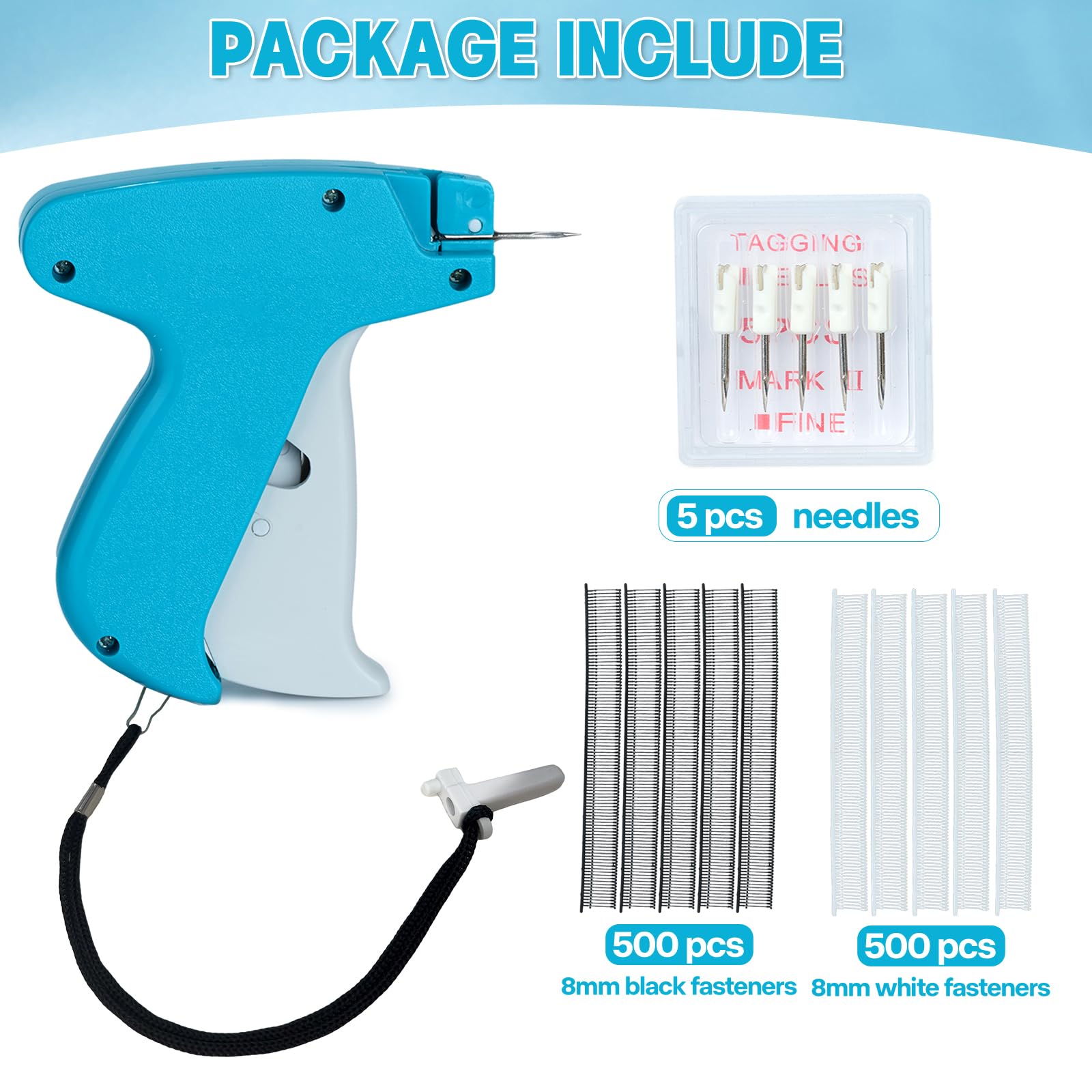 2024 Mini Stitch Gun with 6 Needles - 500 Black & 500 White Fasteners - Quick Clothing Repair Tool for Instant Fixes - Perfect for Emergency Sewing, Travel, and DIY Fabric Repairs