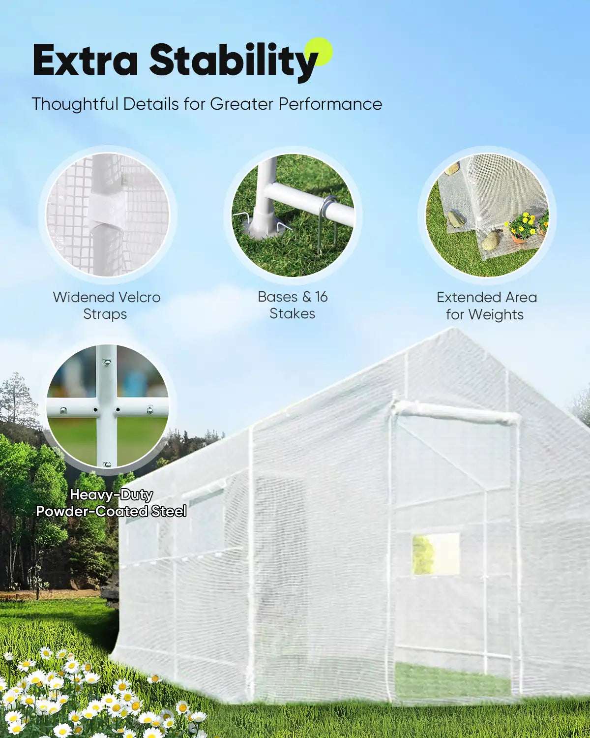 10' x 9' x 8' White Backyard Greenhouse Kit for Gardening, Plant Growing & Seed Starting - Perfect for Outdoor Garden Protection & Year-Round Planting
