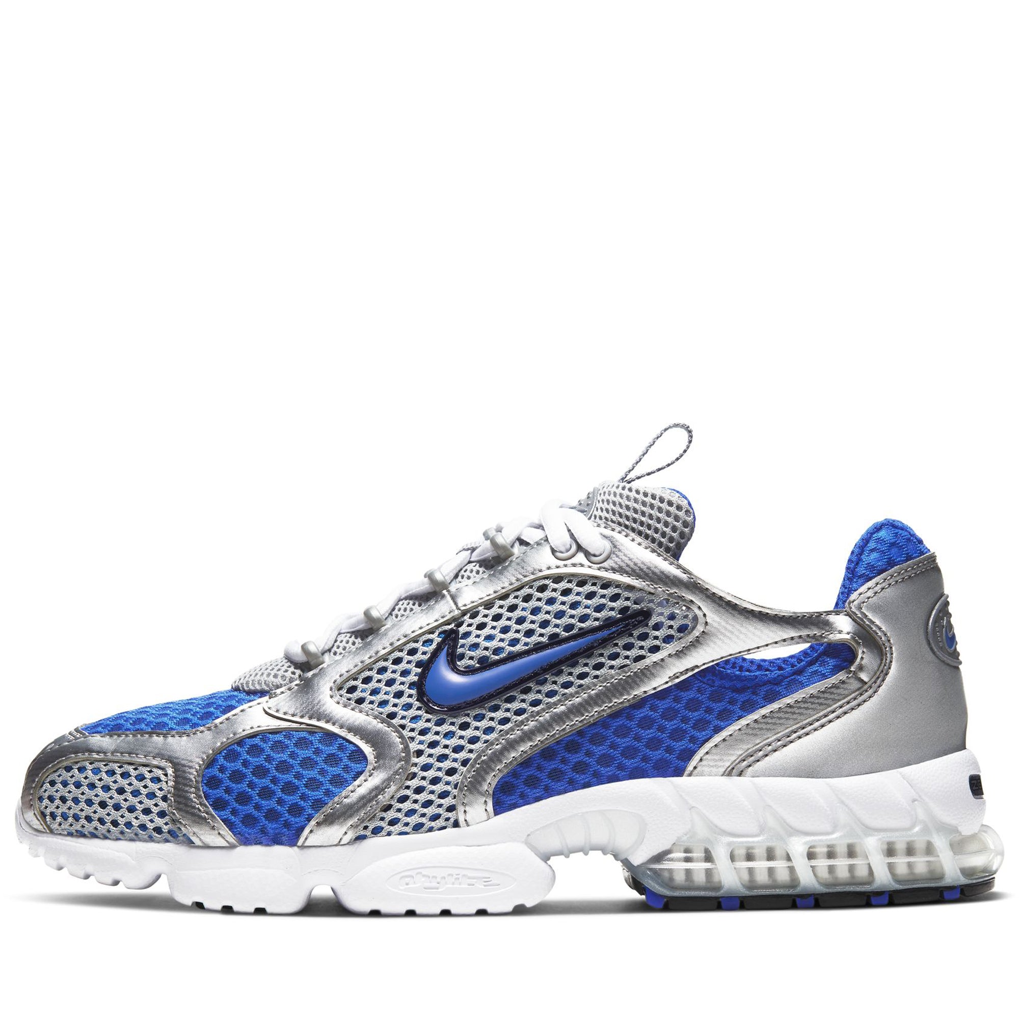 Nike Air Zoom Spiridon Cage 2 Running Shoes - Metallic Silver/Varsity Royal - Lightweight Cushioned Sneakers for Men's Jogging & Gym Workouts