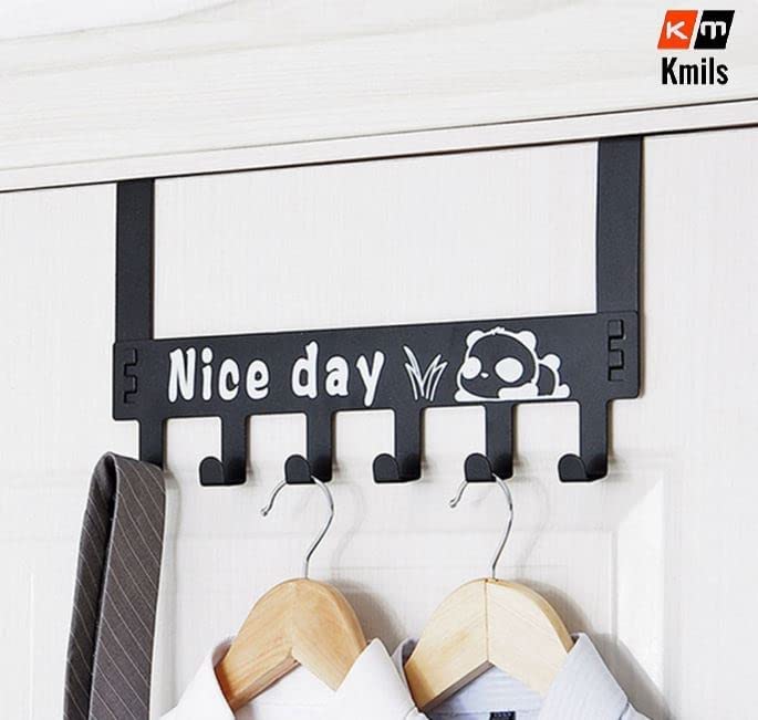 Kmils No-Drill Over The Door Hook Hanger for Clothes - Heavy Duty Carbon Steel Closet Organizer (Black, Pack of 1) - Perfect for Bedroom, Closet, Bathroom & Dorm Organization