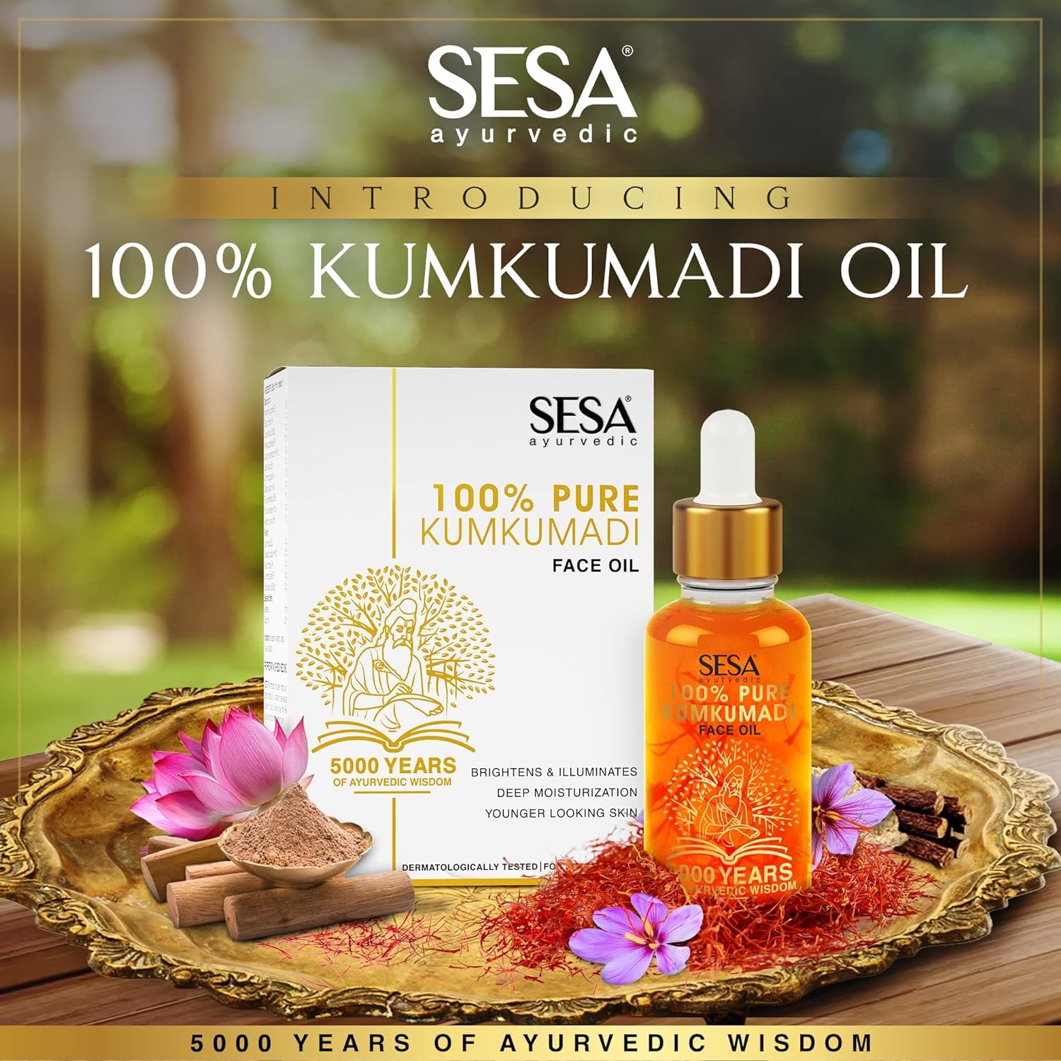 **SESA Kumkumadi Face Oil 15ml – 100% Pure Kumkumadi Tailam for Radiant, Glowing Skin | Repairs Dull & Damaged Skin | Deep Moisturization | Dermatologically Tested | All Skin Types | Perfect for Nighttime Skincare & Anti-Aging Routine**