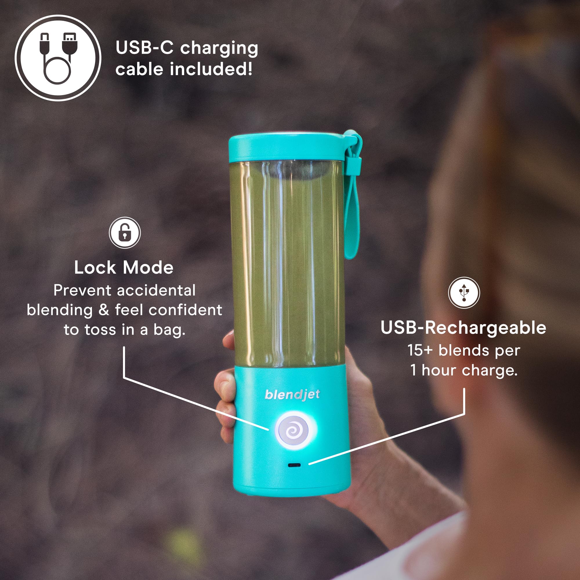 BlendJet 2 Portable Blender - 16oz USB-C Rechargeable Cordless Mini Blender for Smoothies, Protein Shakes & Meal Prep | Self-Cleaning with Stainless Steel Blade | Perfect for Travel, Gym & Office (Urban Camo)