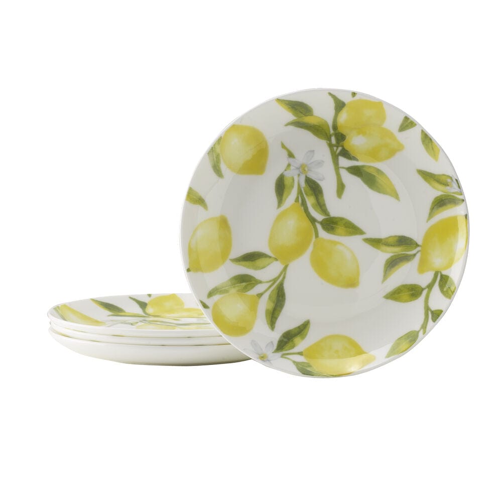 4-Piece Lemon Appetizer Plates - Small Decorative Serving Dishes for Party, Picnic, and Dessert - Perfect for Summer Entertaining and Kitchen Decor