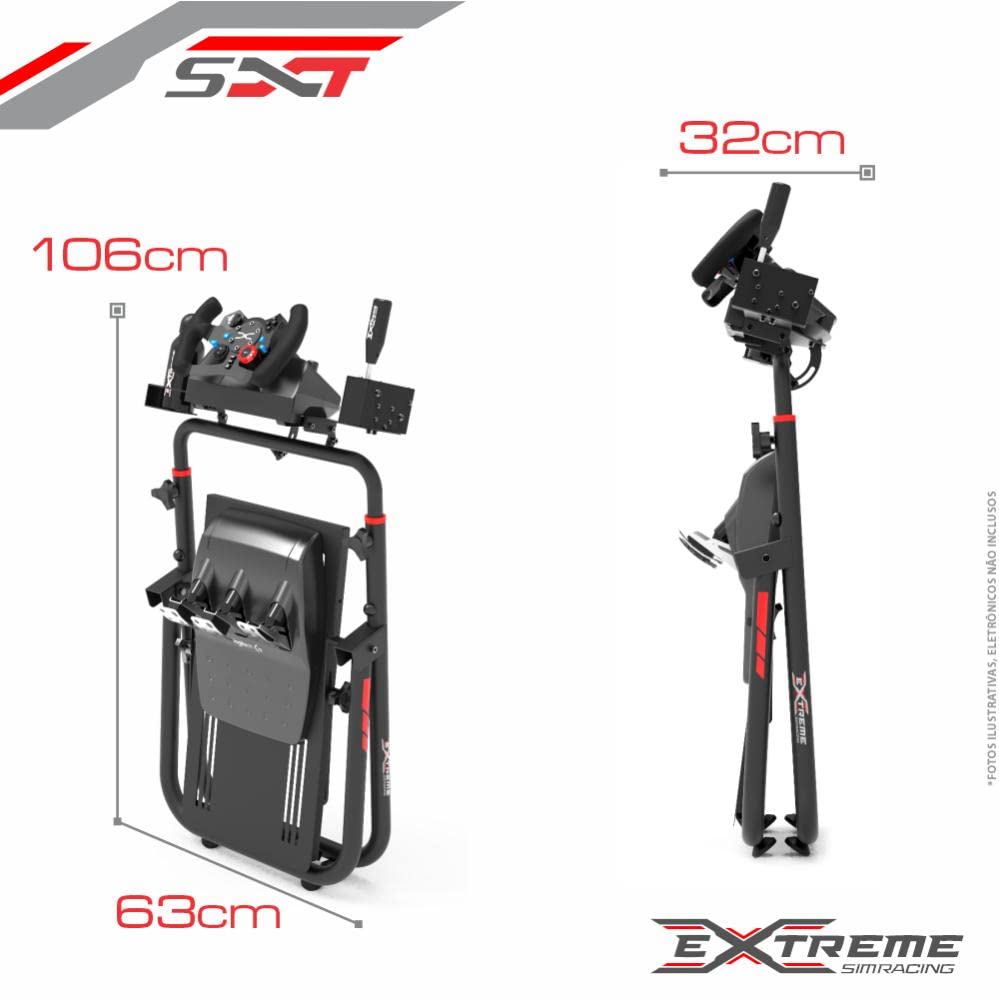 Extreme Sim Racing Wheel Stand Cockpit SXT V2 - Heavy Duty Foldable Racing Simulator Stand for Logitech G25/G27/G29/G920, Thrustmaster & Fanatec Wheels | Perfect for Home Gaming, Professional Esports & Racing Enthusiasts