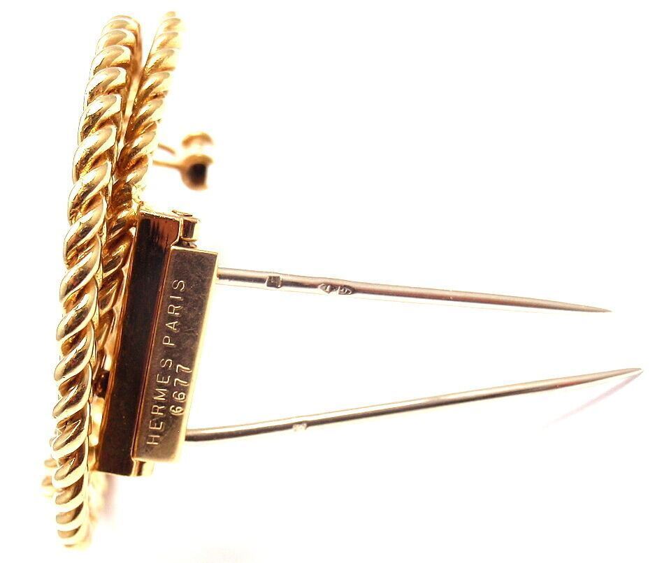 Authentic Vintage Hermes Paris 18k Yellow Gold Brooch Pin - Luxury Collectible Jewelry for Women, Perfect for Special Occasions & Gift Giving