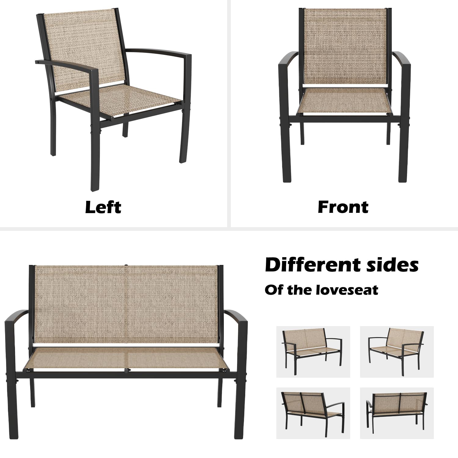 Greesum 4-Piece Outdoor Patio Furniture Set with Glass Coffee Table - Beige Wicker Conversation Set for Garden, Lawn, Poolside & Backyard - Perfect for Relaxing, Entertaining & Outdoor Dining