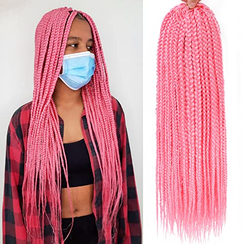 18 Inch Pink Goddess Box Braids Crochet Hair - Pre Looped Synthetic Braiding Hair for Black Women (1 Pack) | Perfect for Protective Styles, Everyday Wear & Special Occasions