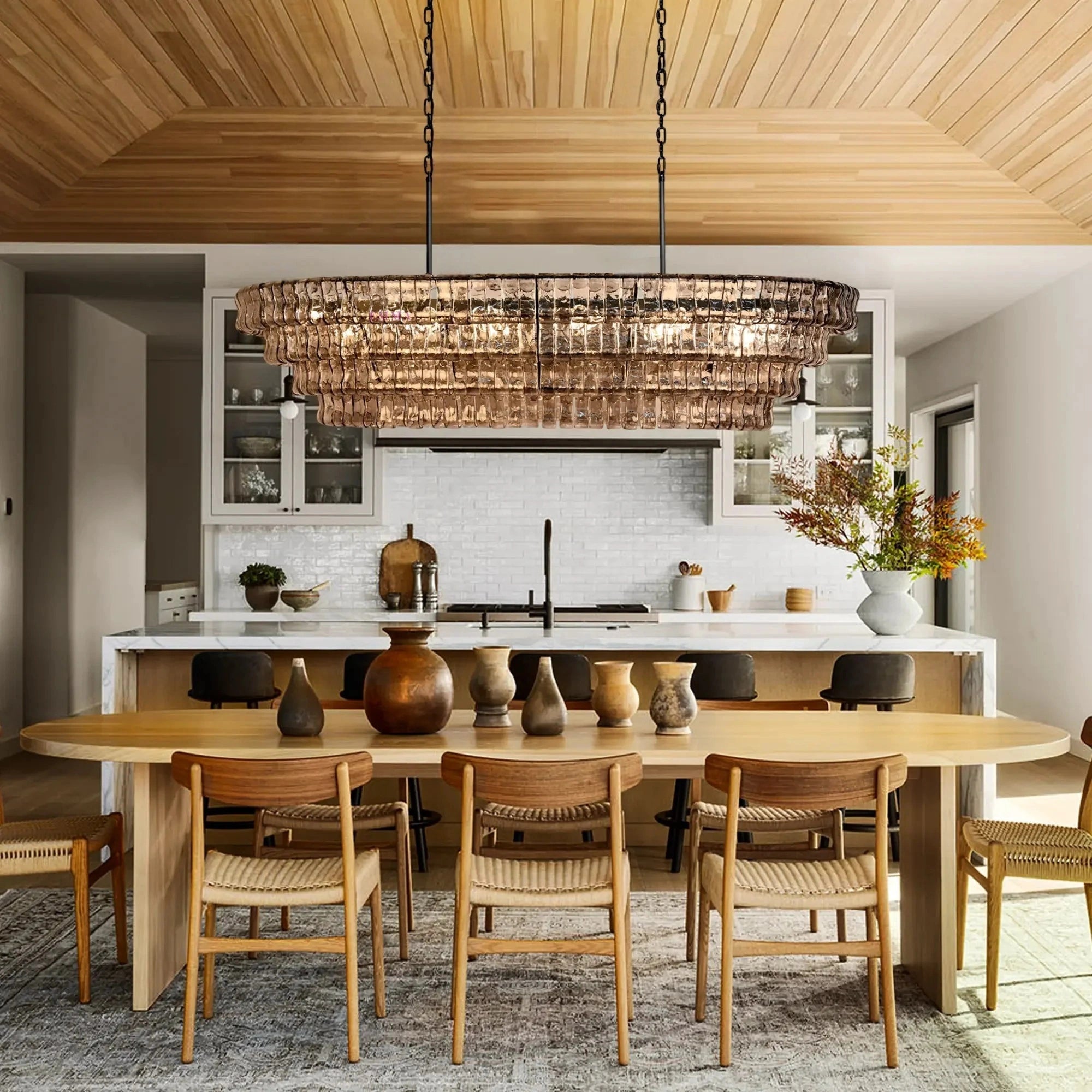Ghiaccio Glass Oval Chandelier 54