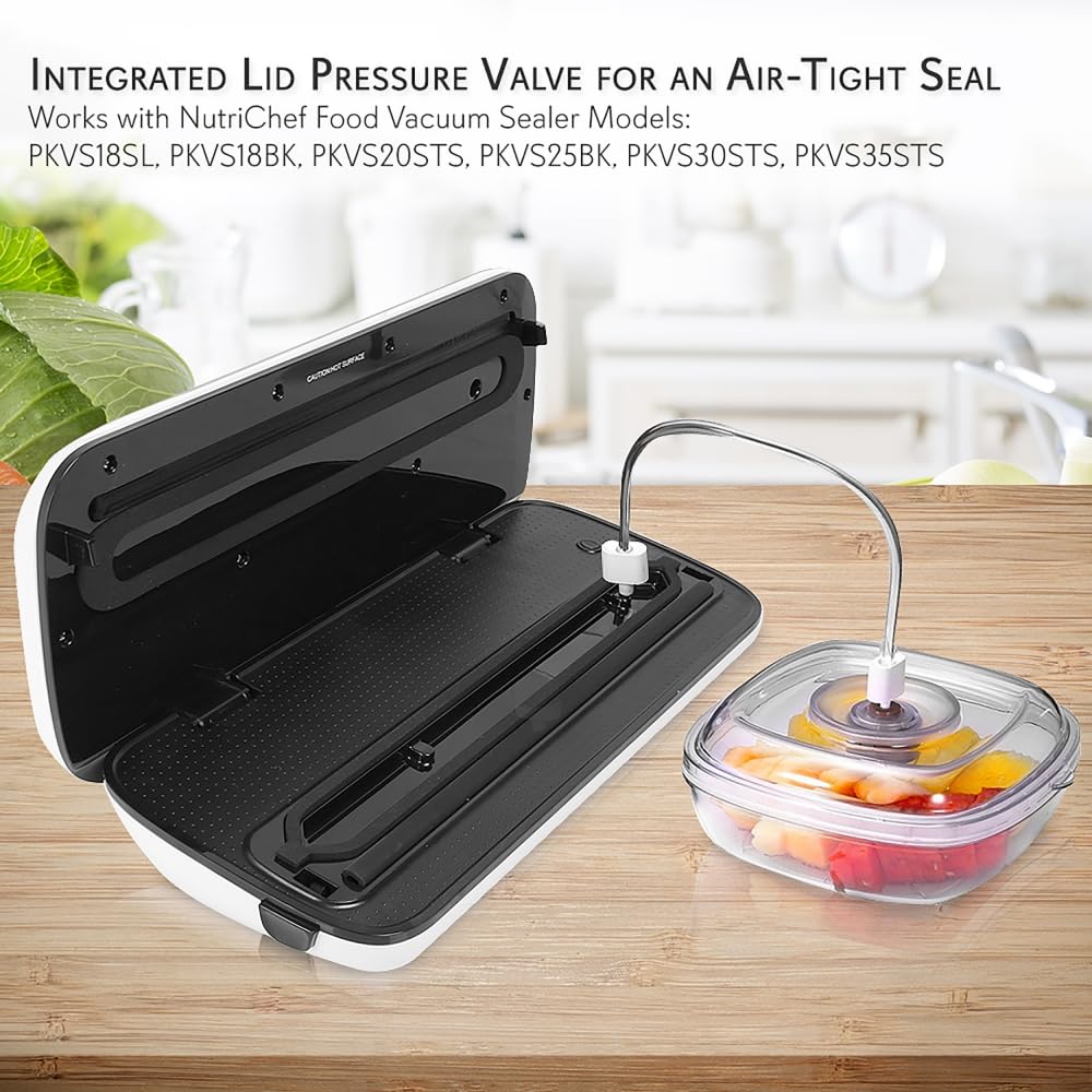 NutriChef 1L Air Vacuum Seal Food Storage Container - Reusable Airtight Kitchen Canister for Meal Prep, Lunch, Bread & Cereal - Keeps Food Fresh | Perfect for Home, Office & Camping Use