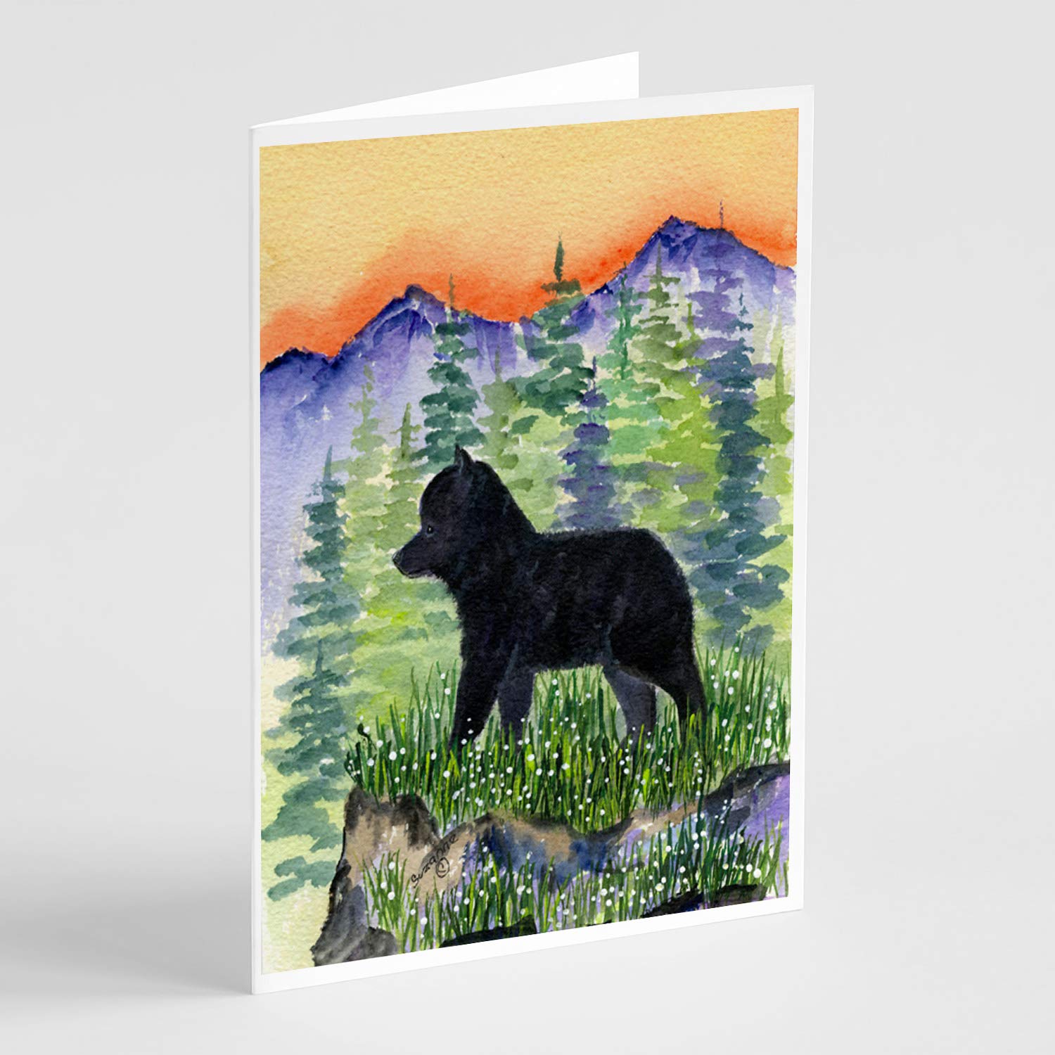 Caroline's Treasures SS8231GCA7P Whimsical Schipperke Dog Blank Greeting Cards - Pack of 8 A7 Size (5x7) Note Cards with Envelopes | Perfect for Birthday Wishes, Thank You Notes & Holiday Greetings