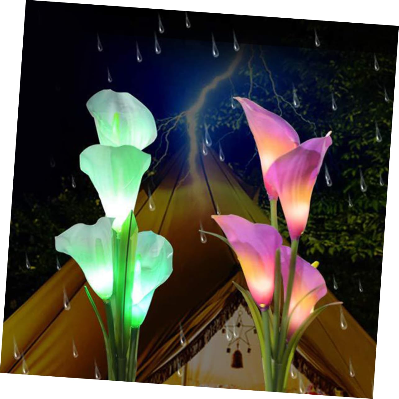 Solar Powered Calla Lily Garden Lights - 2 Pack White & Purple Outdoor Stake Lights for Lawn, Patio, Yard & Pathway Decoration | Weatherproof Solar Flower Lamps for Landscape, Backyard & Garden Decor