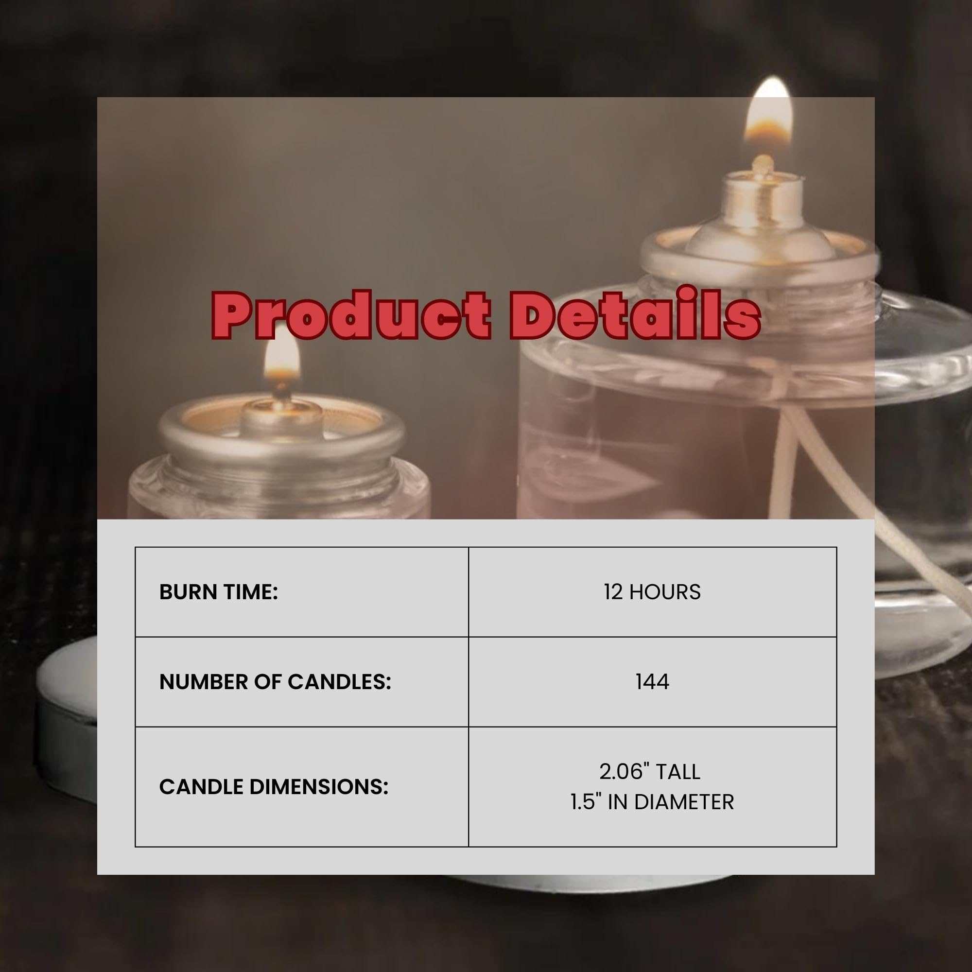 Hollowick Disposable Liquid Candles - 12 Hour Long-Lasting Clear Fuel Oil - 144 Pack for Glass Votive Tealight Holders - Perfect for Wedding Centerpieces, Restaurant Table Decor & Romantic Ambiance Lighting - Child Resistant Safety Closures