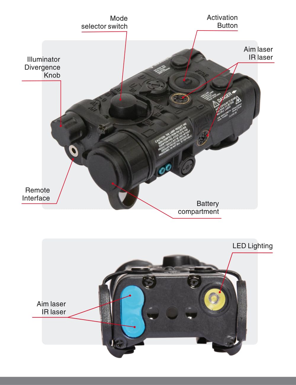 FMA PEQ NGAL Mini IR Laser Sight with Red Laser & White LED Flashlight for Airsoft AEG GBB - Under 5mW Output - Perfect for CQB, Night Ops & Tactical Training