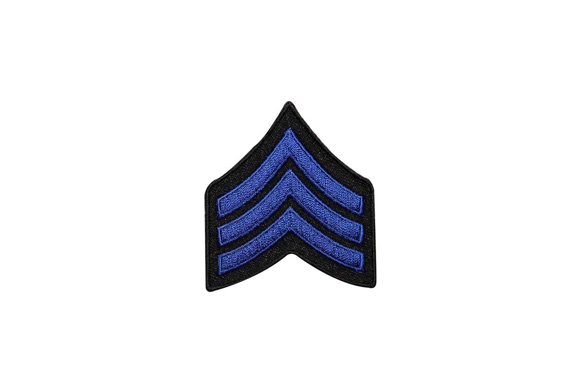 Blue Military Stripes Patch Chevron Pattern Embroidered Iron On Applique for Uniforms, Jackets & DIY Crafts - Durable Fabric Badge for Costumes, Bags & Sewing Projects
