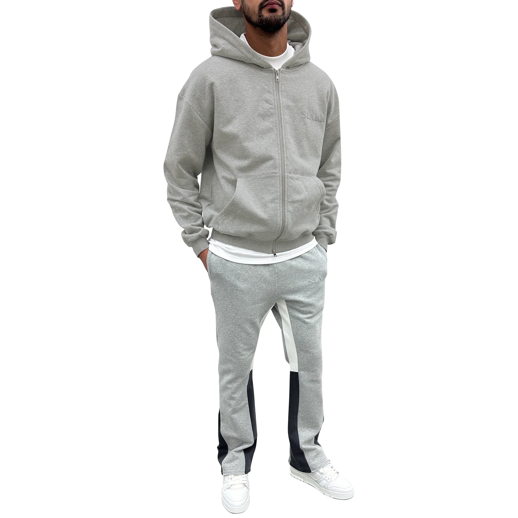 SIARR Light Grey Zip Up Hoodie for Men & Women | Soft Fleece Pullover with Front Pockets | Casual Streetwear for Outdoor Activities, Gym & Lounge