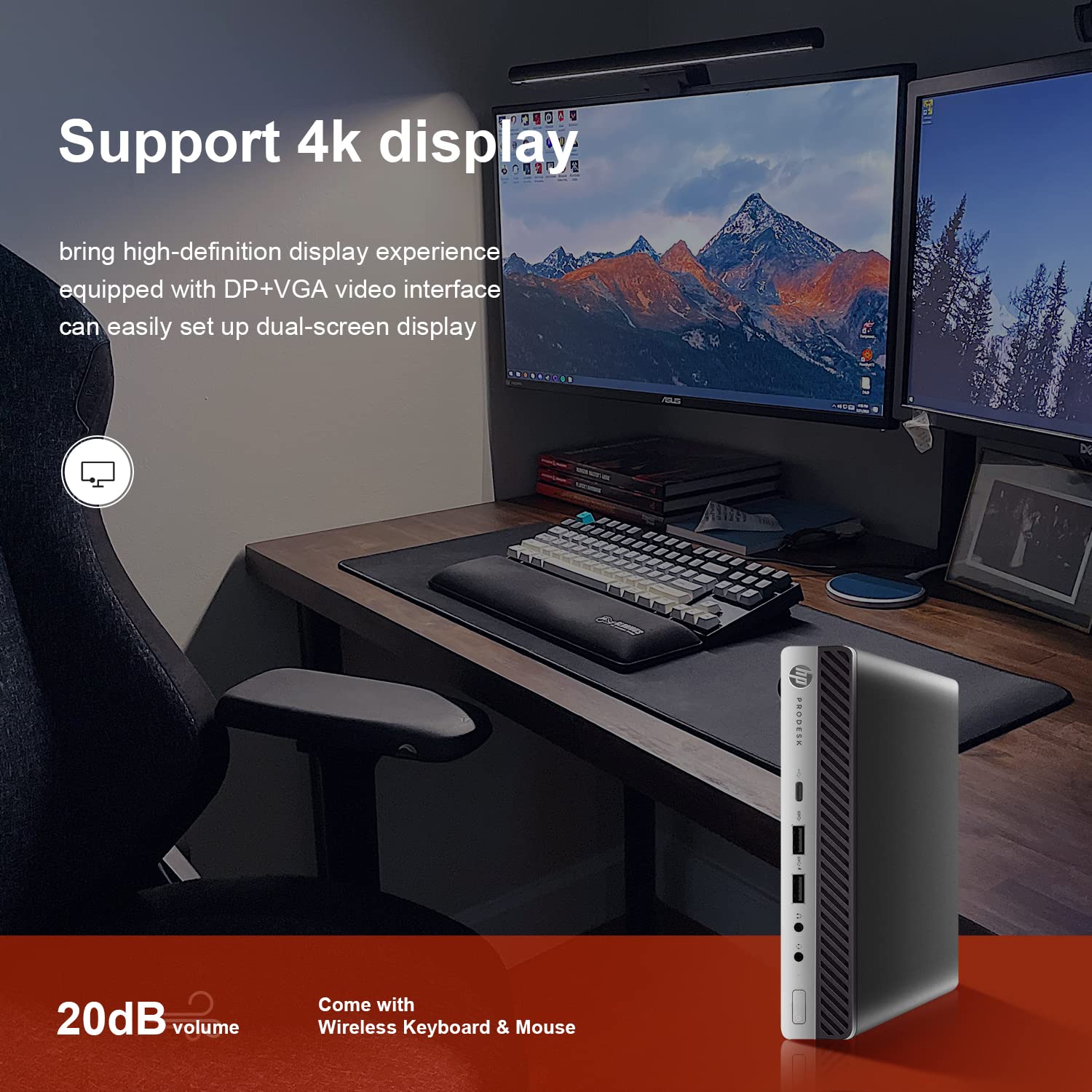 Renewed HP ProDesk 400 G3 Mini Business Desktop PC - Intel Core i7-7700T, 8GB DDR4 RAM, 128GB SSD, WiFi + Bluetooth, HDMI, Windows 10 Pro | Includes Wireless Keyboard & Mouse + Mouse Pad | Perfect for Home Office, Small Business & Remote Work