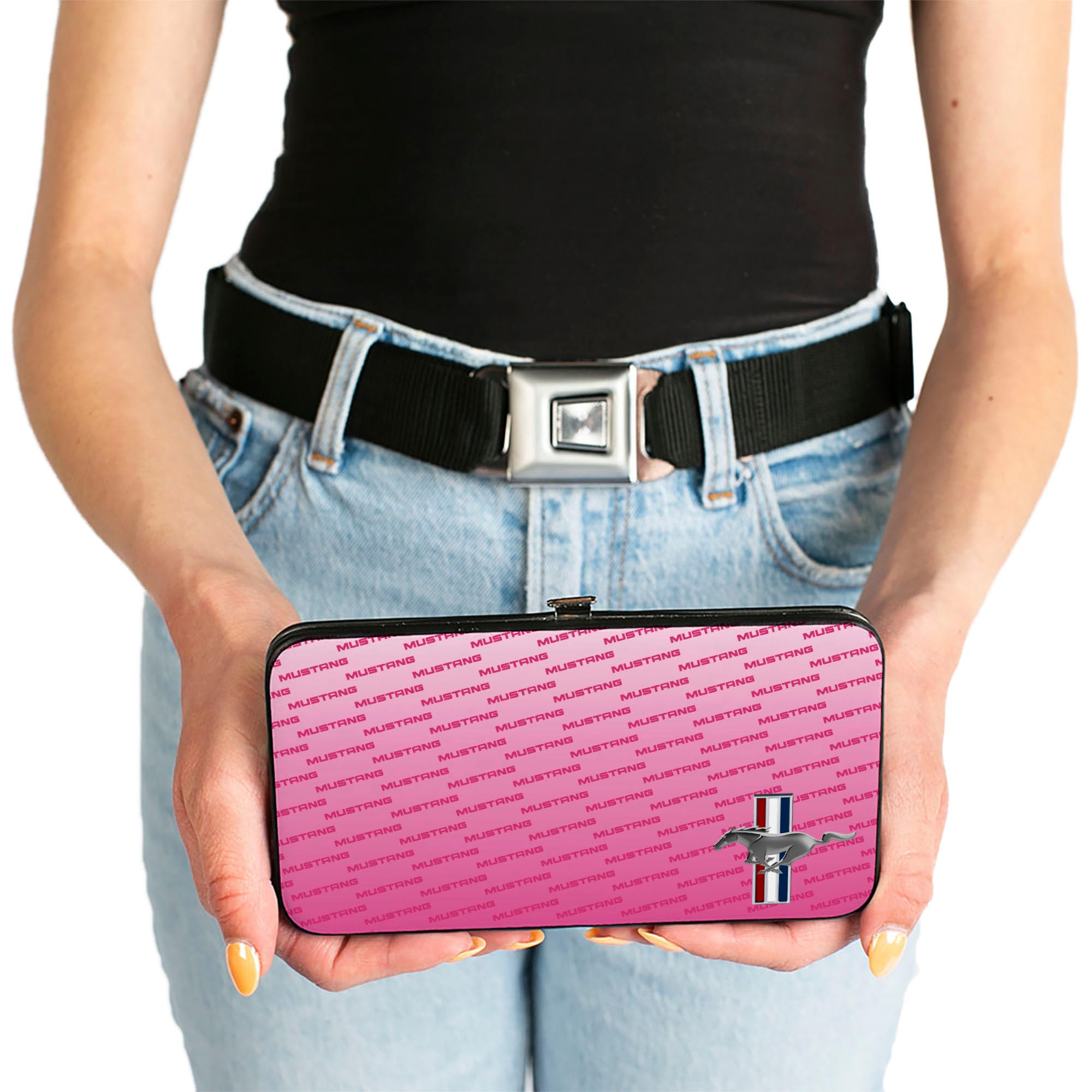 Buckle-Down Women's Hinge Wallet - Mustang Design Slim Bifold Leather Wallet for Women | Perfect for Everyday Use, Travel & Gift Giving