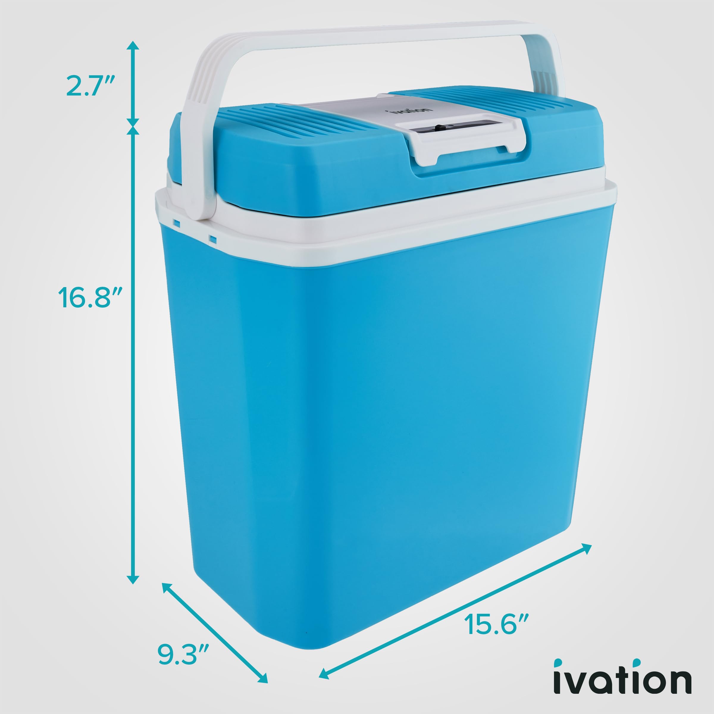 Ivation 24L Electric Cooler & Warmer - Portable Thermoelectric Fridge for Car, Truck, RV & Home | 110V AC & 12V DC Power | Perfect for Camping, Travel, Road Trips, Picnics & Outdoor Adventures