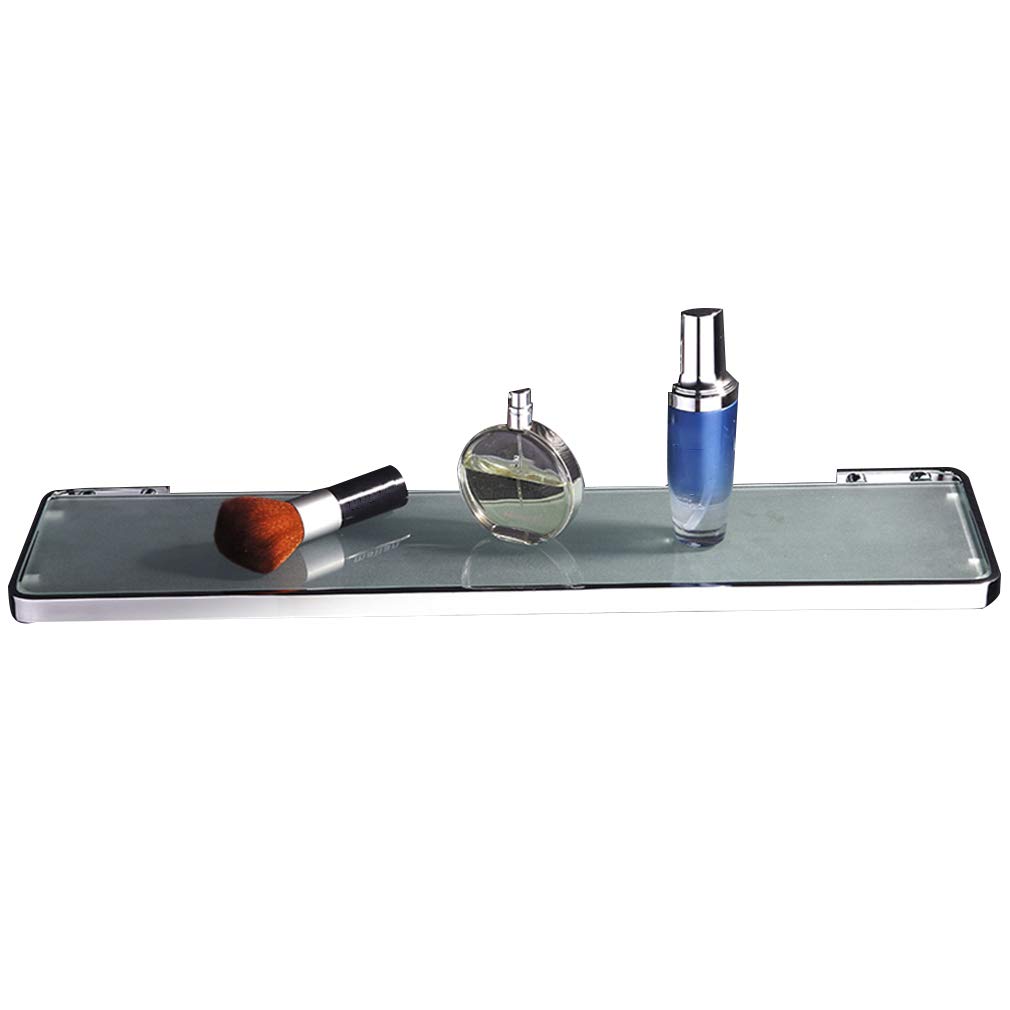 Premium Wall-Mounted Frosted Glass Shower Organizer with Brass Base - Multifunctional Bathroom Shelf & Makeup Rack (53.5x14.6x1.6cm) - Perfect for Small Bathrooms, Spa Showers & Vanity Organization
