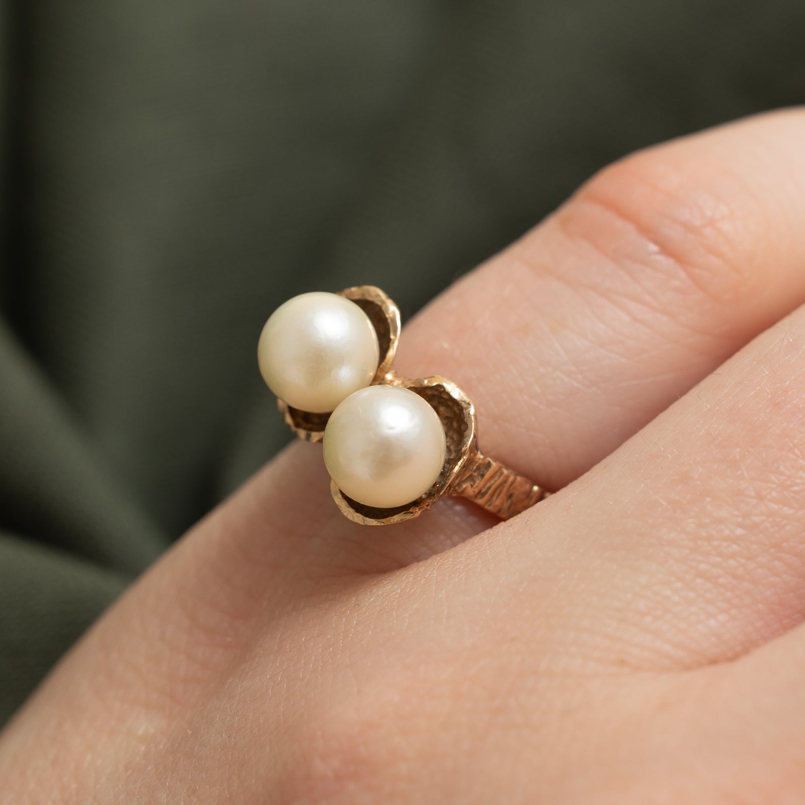 Toi et Moi Pearl Ring - 925 Sterling Silver Stackable Ring for Women, Size 4.25 | Perfect for Anniversary Gifts, Valentine's Day & Romantic Occasions