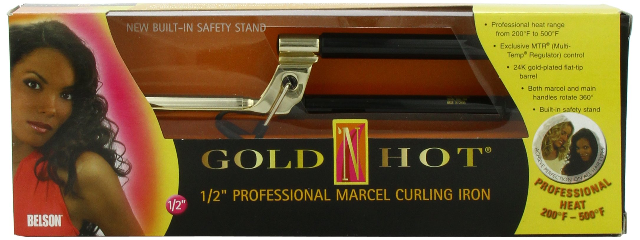 Gold 'N Hot Professional Marcel Curling Iron 1/2 Inch - Salon Quality Hair Curler for Perfect Waves & Curls - Ideal for Home & Professional Styling