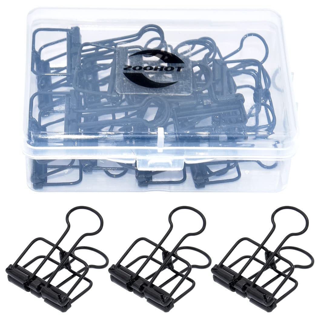 Premium Black 0.98 Inch Binder Clips - 15 Pack Heavy Duty Wire Clips for Office, School, Home Organization & Document Binding